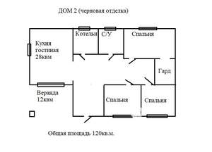 Коттедж 120м&sup2;, 1-этажный, участок 6 сот.  