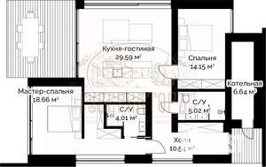Коттедж 109м&sup2;, 1-этажный, участок 7 сот.  
