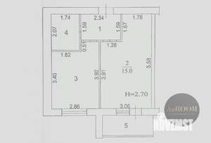 1-к квартира, вторичка, 33м2, 5/5 этаж