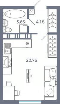 1-к квартира, вторичка, 29м2, 14/17 этаж