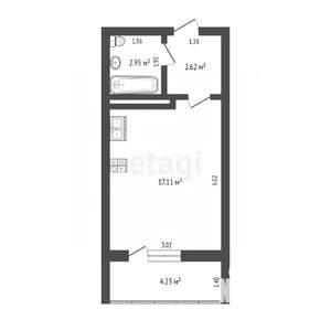 Студия квартира, вторичка, 25м2, 9/16 этаж