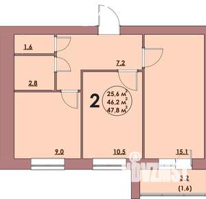 2-к квартира, строящийся дом, 48м2, 1/5 этаж