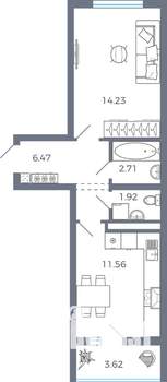 1-к квартира, вторичка, 39м2, 3/9 этаж