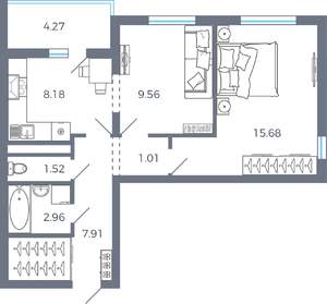 2-к квартира, вторичка, 50м2, 3/16 этаж