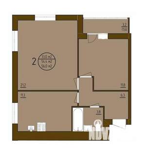 2-к квартира, строящийся дом, 56м2, 5/9 этаж