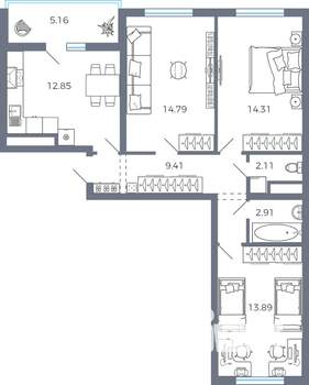 3-к квартира, вторичка, 73м2, 4/9 этаж