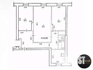 3-к квартира, вторичка, 75м2, 1/2 этаж