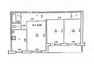 3-к квартира, вторичка, 70м2, 2/9 этаж