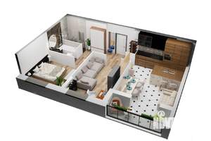 2-к квартира, строящийся дом, 70м2, 9/12 этаж