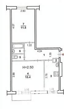 2-к квартира, вторичка, 44м2, 3/5 этаж