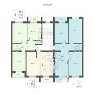 2-к квартира, сданный дом, 69м2, 4/5 этаж