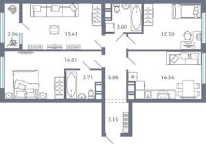 3-к квартира, вторичка, 76м2, 2/17 этаж