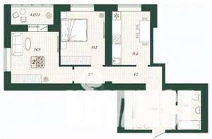 2-к квартира, строящийся дом, 63м2, 1/16 этаж