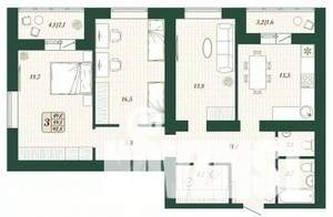 3-к квартира, строящийся дом, 89м2, 4/16 этаж