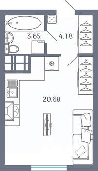 1-к квартира, вторичка, 29м2, 17/17 этаж