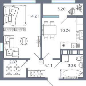 1-к квартира, вторичка, 38м2, 2/17 этаж