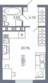 1-к квартира, вторичка, 29м2, 11/17 этаж