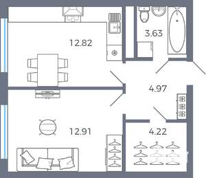 1-к квартира, вторичка, 39м2, 2/17 этаж