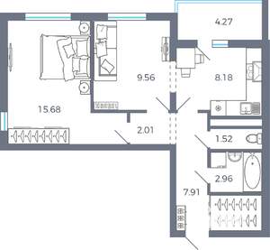 2-к квартира, вторичка, 50м2, 5/16 этаж