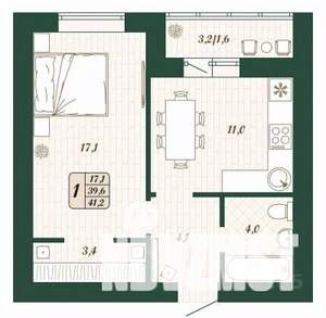 1-к квартира, строящийся дом, 40м2, 14/16 этаж