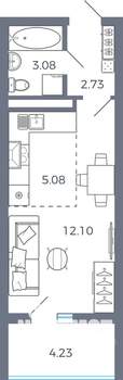 1-к квартира, вторичка, 25м2, 14/16 этаж