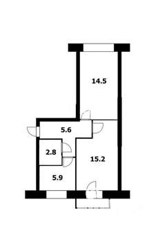 2-к квартира, вторичка, 45м2, 4/5 этаж