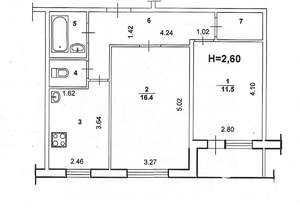 2-к квартира, вторичка, 51м2, 7/9 этаж