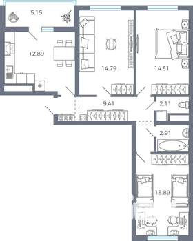 3-к квартира, вторичка, 73м2, 3/9 этаж