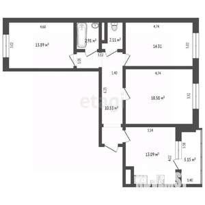 3-к квартира, вторичка, 81м2, 1/9 этаж