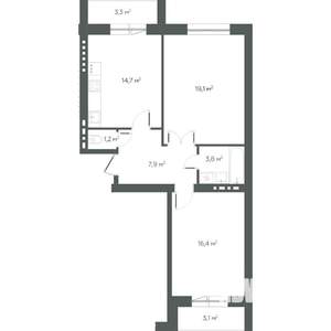 2-к квартира, вторичка, 70м2, 2/5 этаж