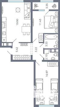 2-к квартира, вторичка, 66м2, 5/17 этаж