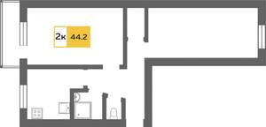 2-к квартира, вторичка, 46м2, 5/5 этаж