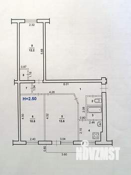 3-к квартира, вторичка, 57м2, 5/5 этаж