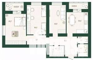 3-к квартира, строящийся дом, 89м2, 15/16 этаж