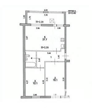 3-к квартира, вторичка, 68м2, 1/5 этаж