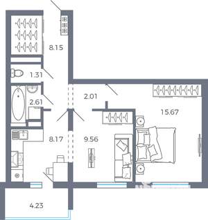 2-к квартира, вторичка, 50м2, 5/16 этаж