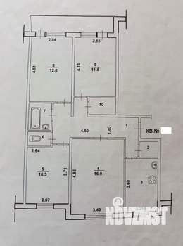 4-к квартира, вторичка, 80м2, 3/9 этаж