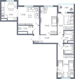 3-к квартира, вторичка, 87м2, 8/9 этаж