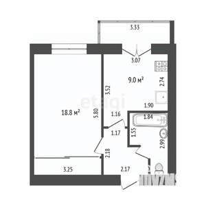 1-к квартира, вторичка, 36м2, 7/9 этаж