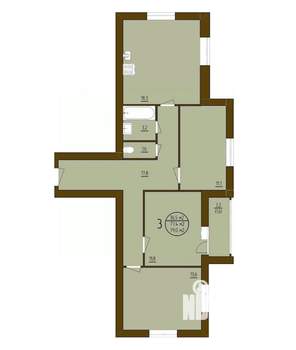 3-к квартира, строящийся дом, 79м2, 9/9 этаж