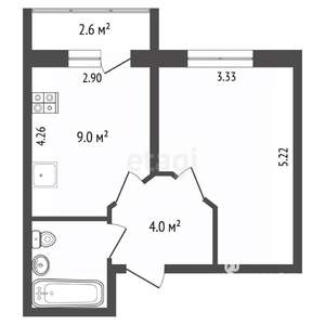 1-к квартира, вторичка, 31м2, 9/9 этаж