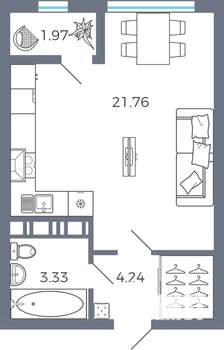 1-к квартира, вторичка, 31м2, 7/17 этаж