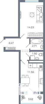 1-к квартира, вторичка, 39м2, 7/9 этаж